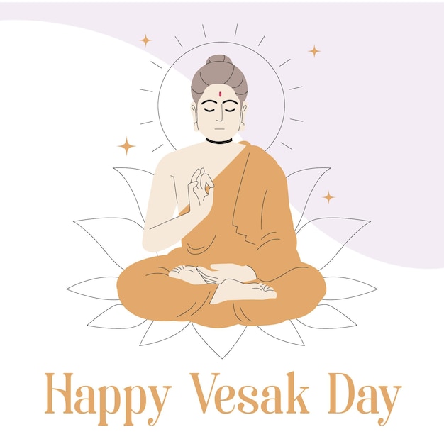 Dibujado a mano ilustración del día de vesak