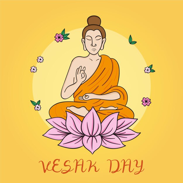Dibujado a mano ilustración del día de vesak
