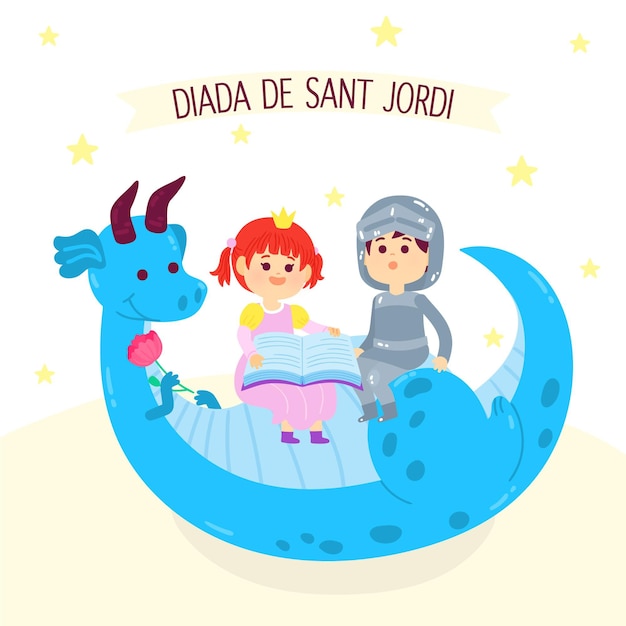 Vector gratuito dibujado a mano ilustración diada de sant jordi