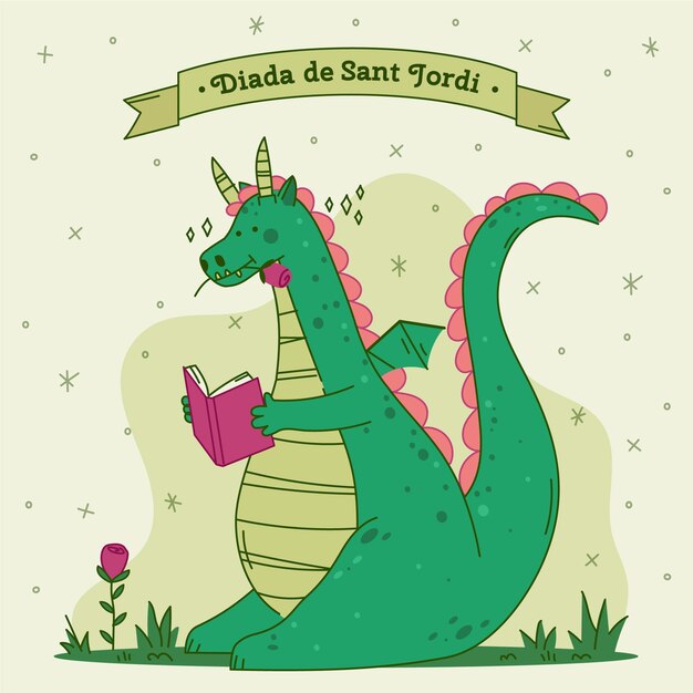Dibujado a mano ilustración diada de sant jordi