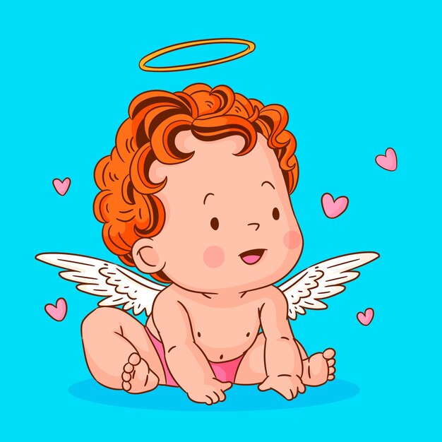 Dibujado a mano ilustración de dibujo de ángel bebé