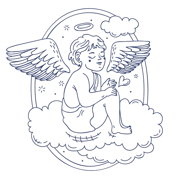 Vector gratuito dibujado a mano ilustración de dibujo de ángel bebé
