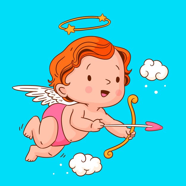 Dibujado a mano ilustración de dibujo de ángel bebé