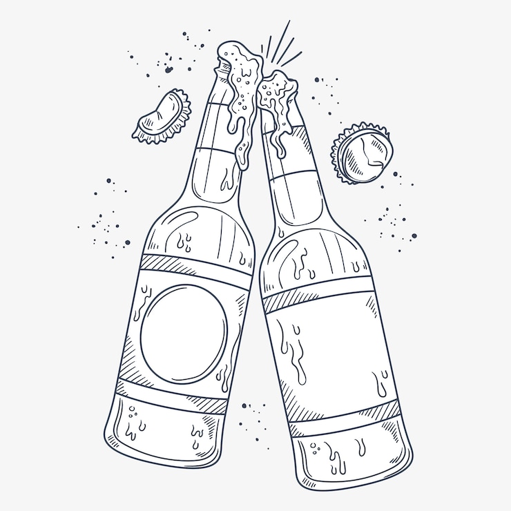 Vector gratuito dibujado a mano ilustración de dibujo de botella de cerveza