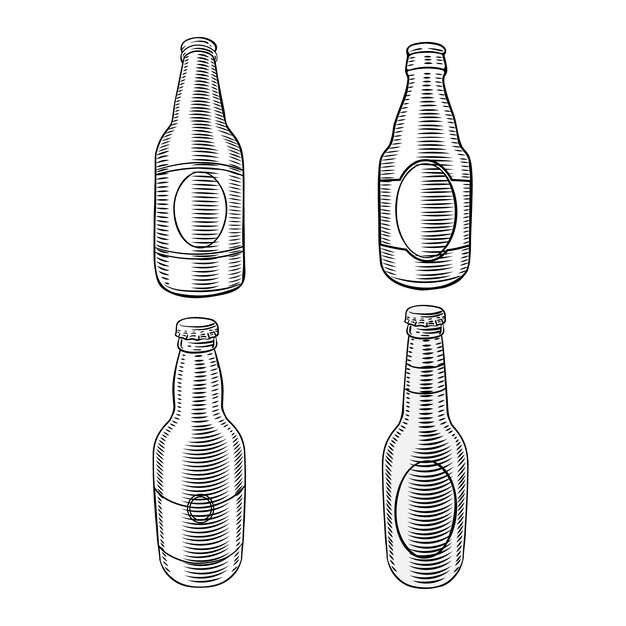 Dibujado a mano ilustración de dibujo de botella de cerveza