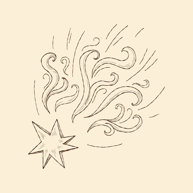 Dibujado a mano ilustración de dibujo de estrella fugaz