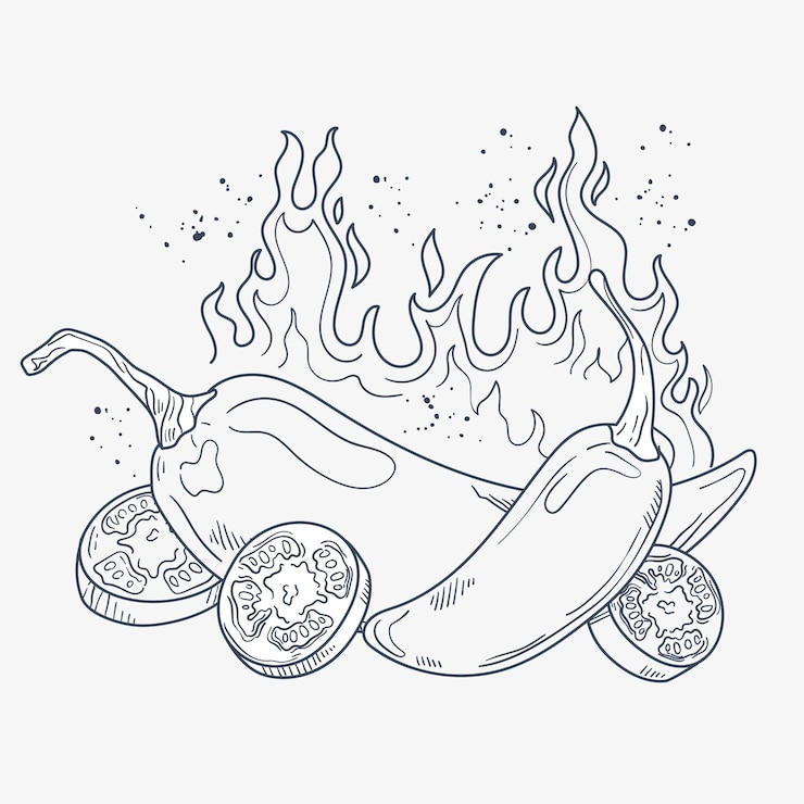 Vector gratuito dibujado a mano ilustración de dibujo de jalapeño