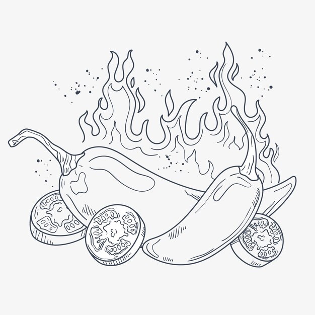 Dibujado a mano ilustración de dibujo de jalapeño