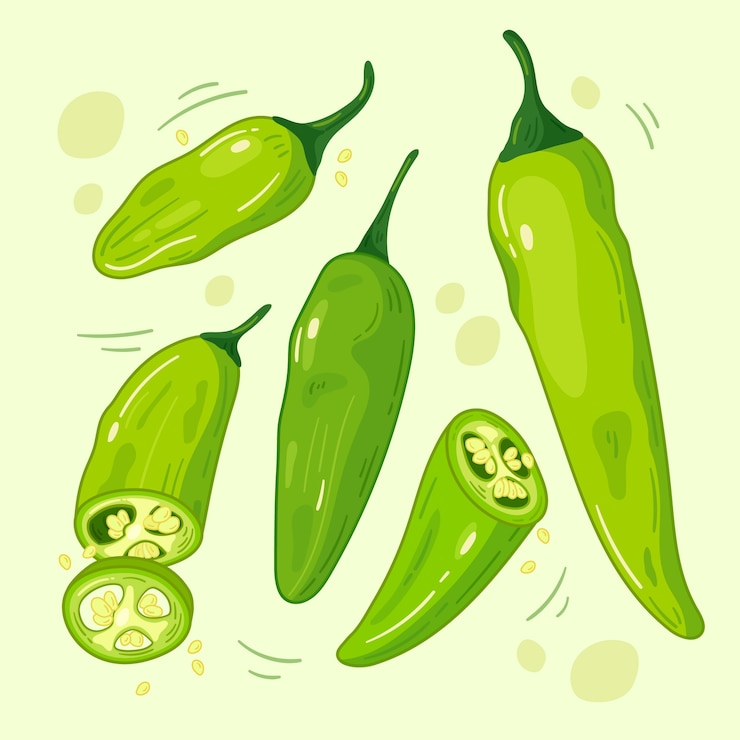 Vector gratuito dibujado a mano ilustración de dibujo de jalapeño