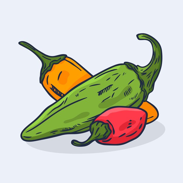 Dibujado a mano ilustración de dibujo de jalapeño