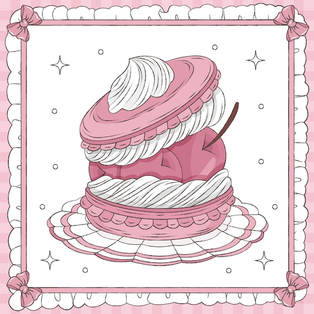 Dibujado a mano ilustración de dibujo de macarrones