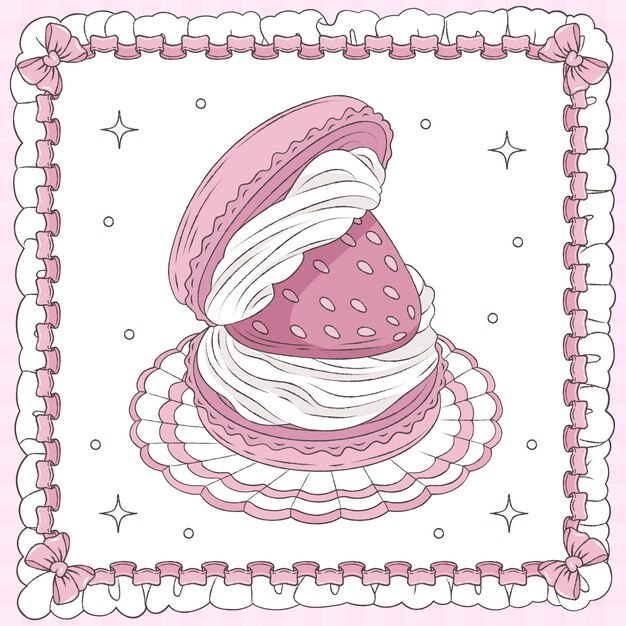 Dibujado a mano ilustración de dibujo de macarrones