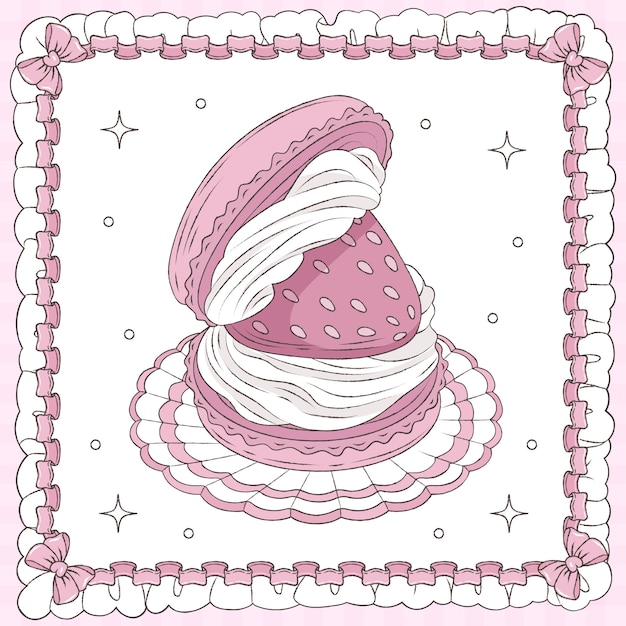 Dibujado a mano ilustración de dibujo de macarrones