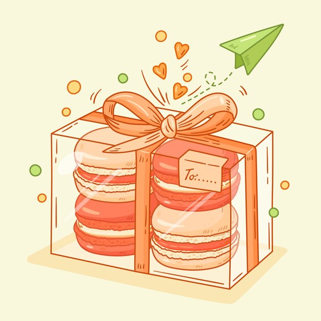 Dibujado a mano ilustración de dibujo de macarrones