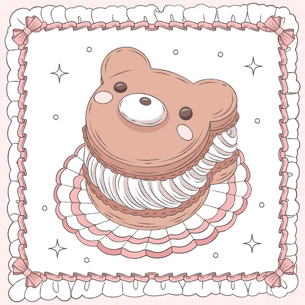 Dibujado a mano ilustración de dibujo de macarrones
