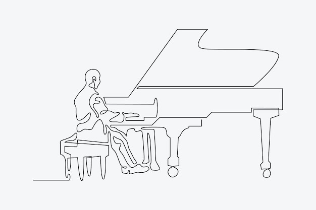Dibujado a mano ilustración de dibujo de piano