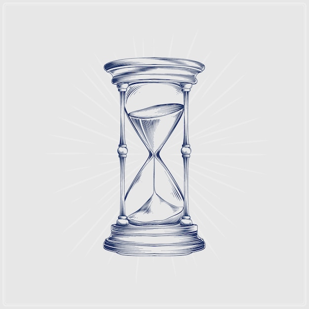 Dibujado a mano ilustración de dibujo de reloj de arena