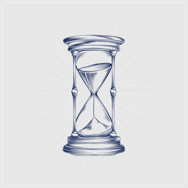 Dibujado a mano ilustración de dibujo de reloj de arena
