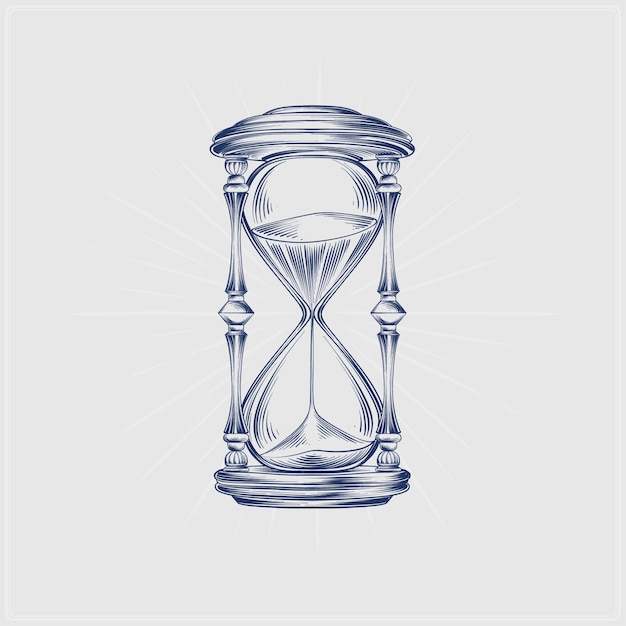 Dibujado a mano ilustración de dibujo de reloj de arena