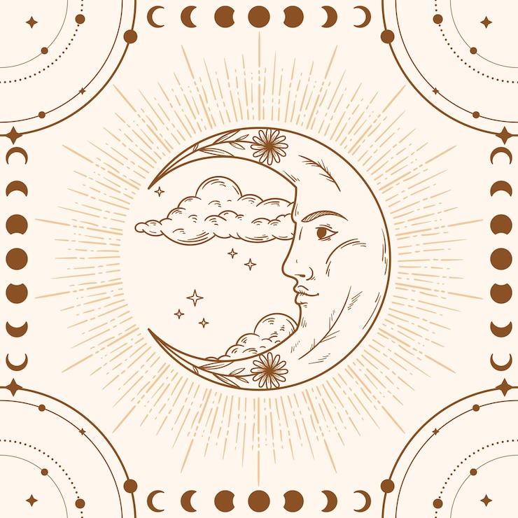 Vector gratuito dibujado a mano ilustración de dibujo de sol y luna
