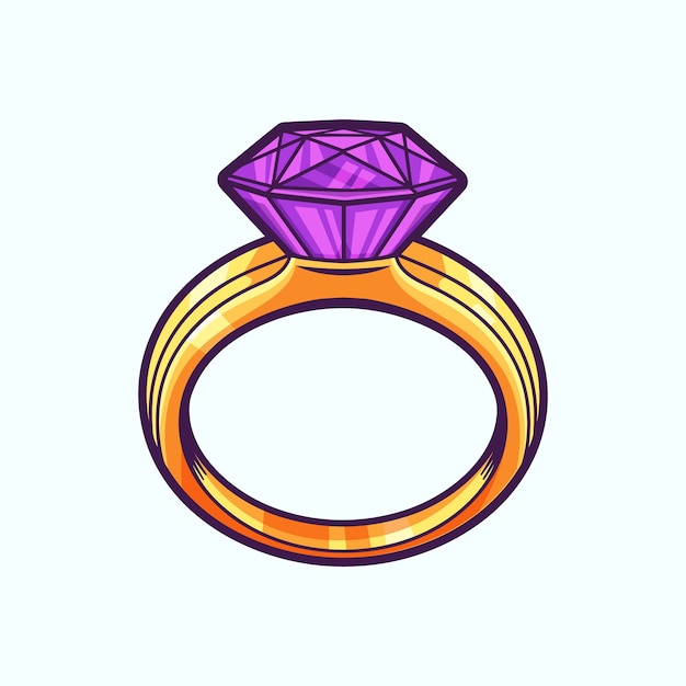 Vector gratuito dibujado a mano ilustración de dibujos animados de anillo de diamantes