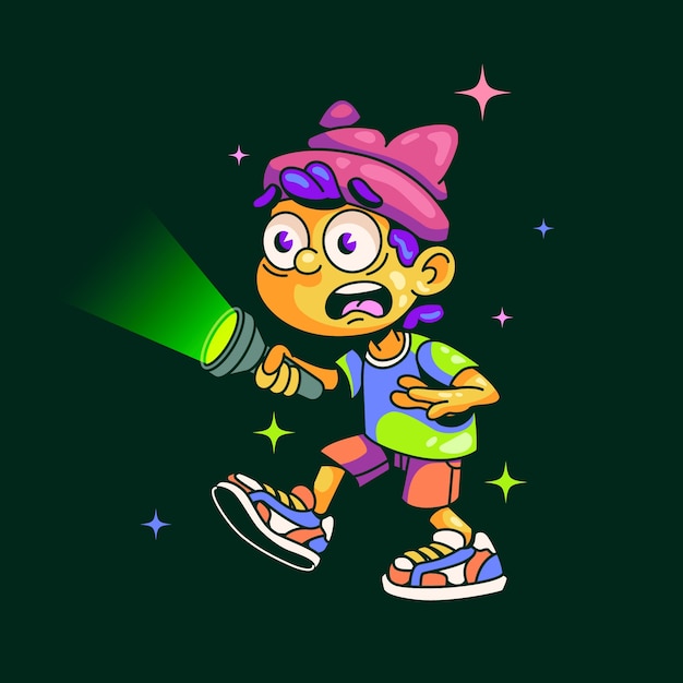 Dibujado a mano ilustración de dibujos animados asustados