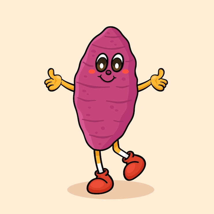 Vector gratuito dibujado a mano ilustración de dibujos animados de batata
