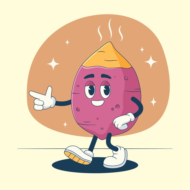 Dibujado a mano ilustración de dibujos animados de batata