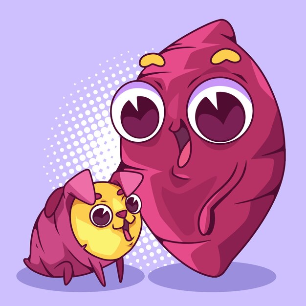 Dibujado a mano ilustración de dibujos animados de batata