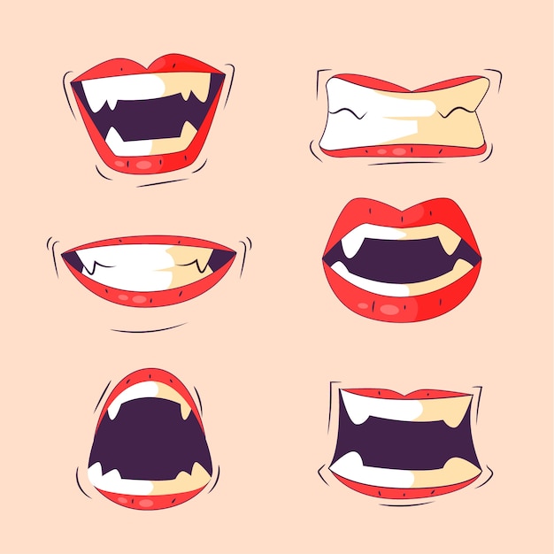 Dibujado a mano ilustración de dibujos animados de boca enojada