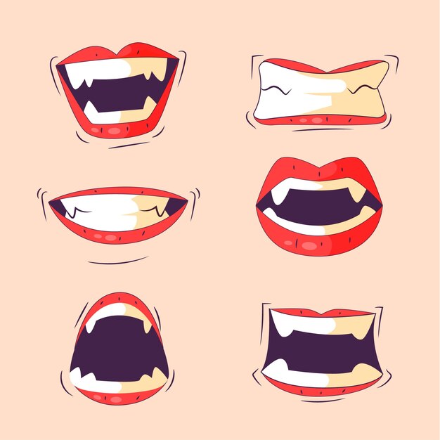 Dibujado a mano ilustración de dibujos animados de boca enojada