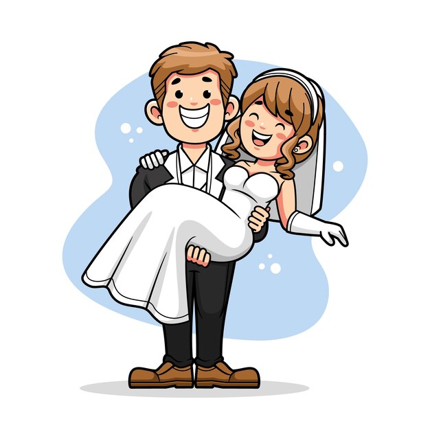 Dibujado a mano ilustración de dibujos animados de boda