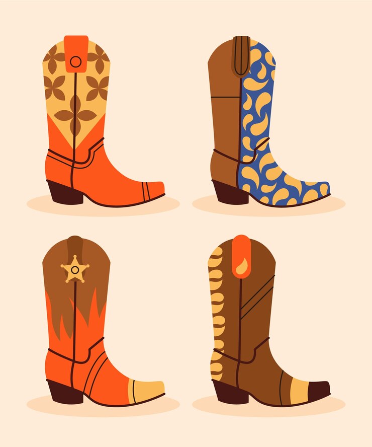 Vector gratuito dibujado a mano ilustración de dibujos animados de botas de vaquera
