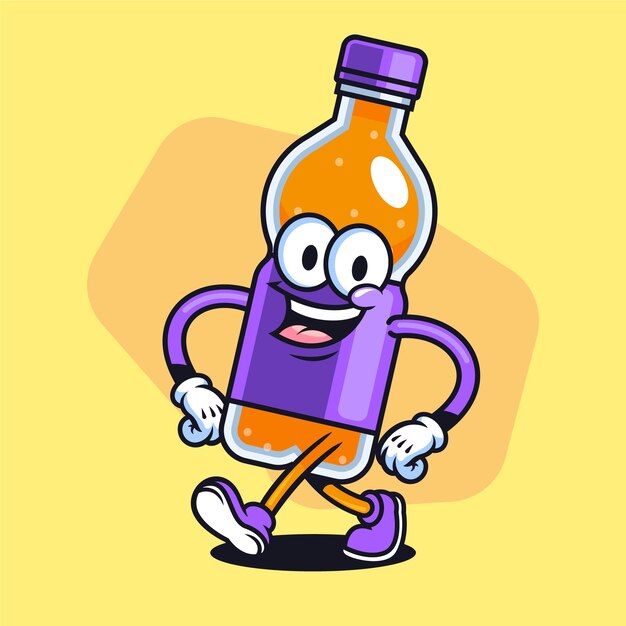 Dibujado a mano ilustración de dibujos animados de botella de refresco