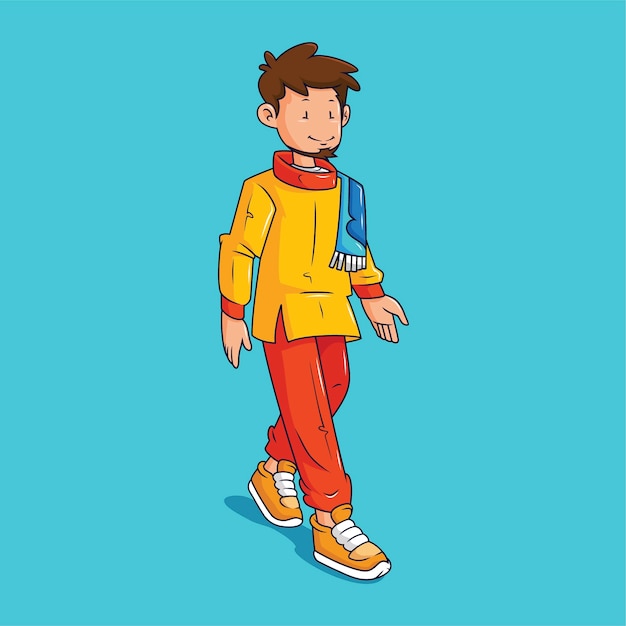 Dibujado a mano ilustración de dibujos animados caminando