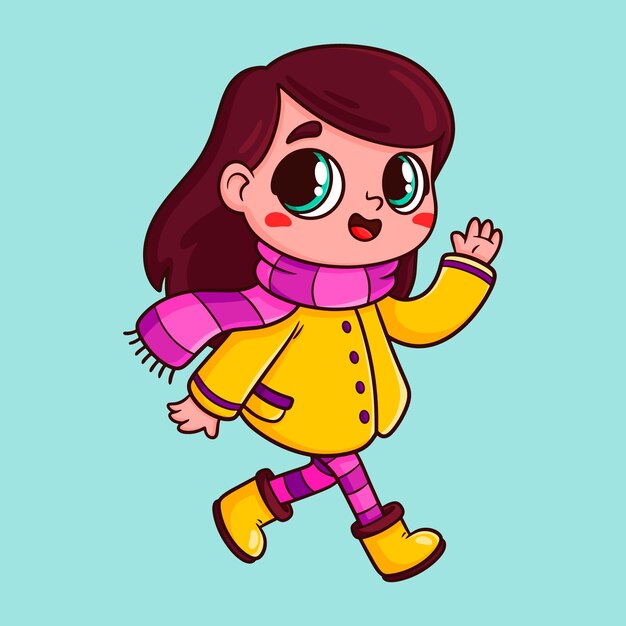 Dibujado a mano ilustración de dibujos animados caminando