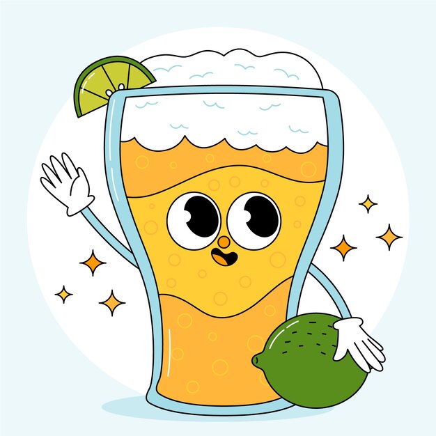 Dibujado a mano ilustración de dibujos animados de cerveza