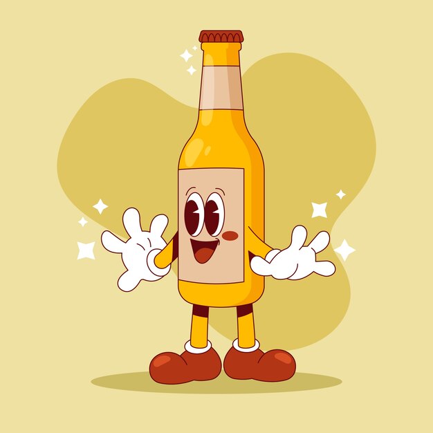 Dibujado a mano ilustración de dibujos animados de cerveza