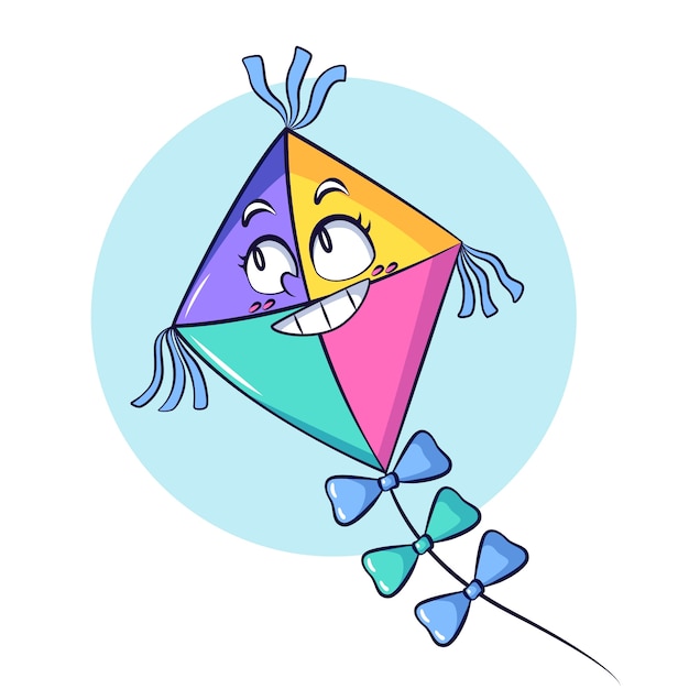 Dibujado a mano ilustración de dibujos animados de dibujos animados de cometa