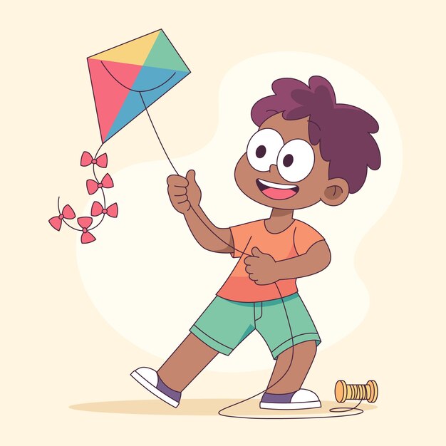 Dibujado a mano ilustración de dibujos animados de dibujos animados de cometa