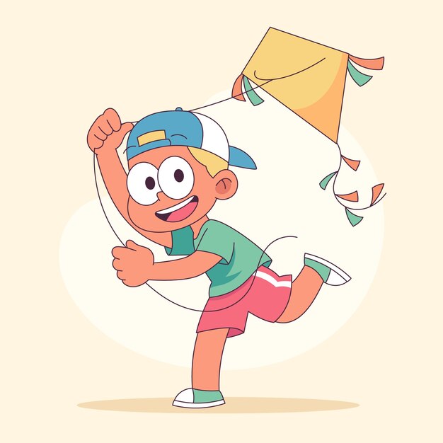 Dibujado a mano ilustración de dibujos animados de dibujos animados de cometa