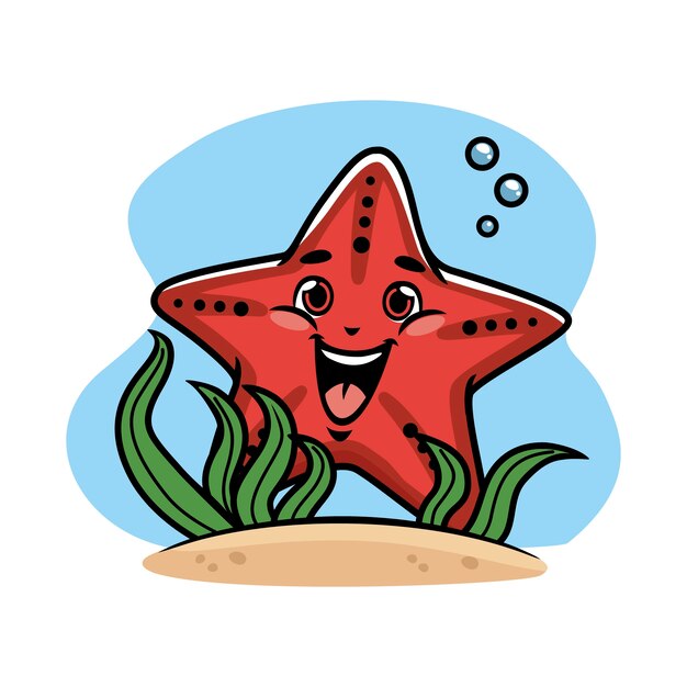 Dibujado a mano ilustración de dibujos animados de estrellas de mar