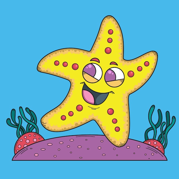 Patrón De Dibujos Animados De Contorno Vectorial Sin Fisuras De Estrellas  De Mar. Estrella De Mar Sonriente Con Ojos. Garabato De Ilustración del  Vector - Ilustración de asteroides, garabato: 212067008