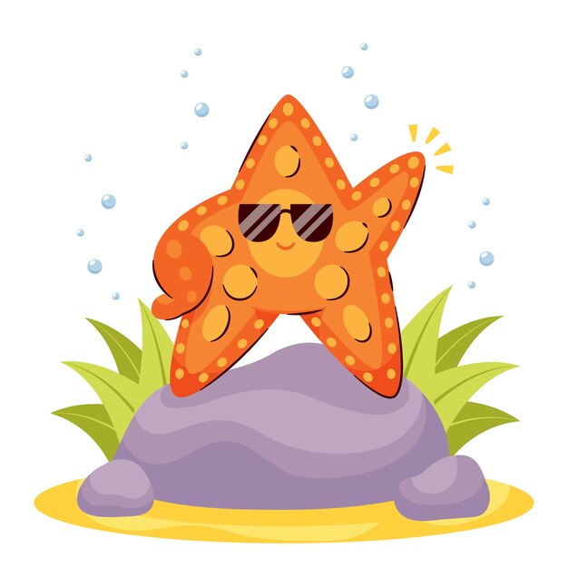 Dibujado a mano ilustración de dibujos animados de estrellas de mar