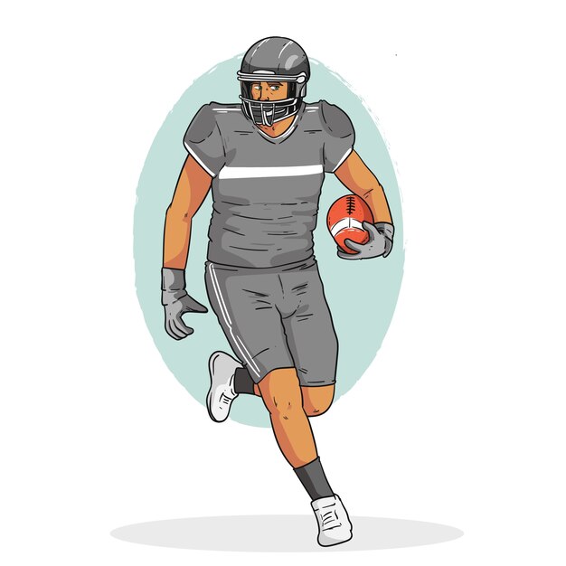 Dibujado a mano ilustración de dibujos animados de fútbol americano