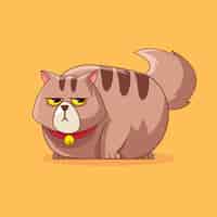 Vector gratuito dibujado a mano ilustración de dibujos animados de gato gordo