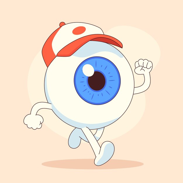 Dibujado a mano ilustración de dibujos animados de globo ocular