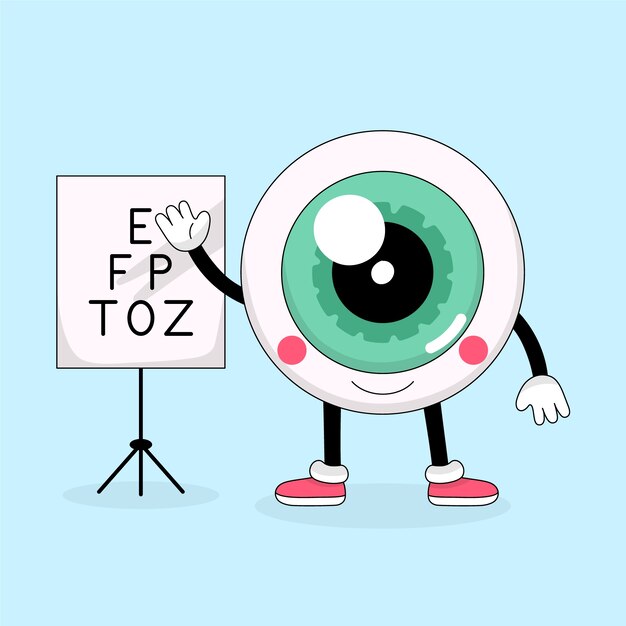 Dibujado a mano ilustración de dibujos animados de globo ocular