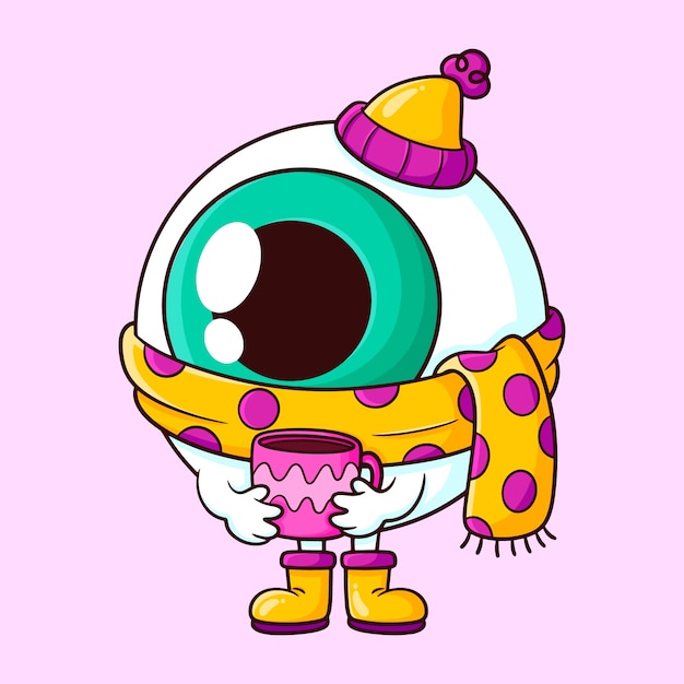 Dibujado a mano ilustración de dibujos animados de globo ocular