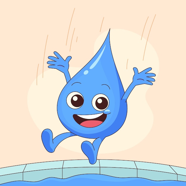 Dibujado a mano ilustración de dibujos animados de gota de agua
